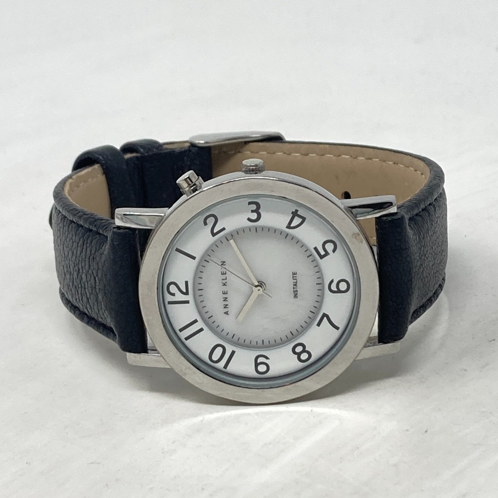 Anne Klein Easy Reader Watch Women 35mm Silver Tone MOP Dial New Battery 8.25" - Picture 10 of 16